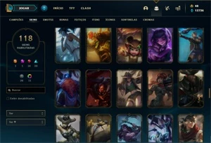 Conta Unranked com 135 Champs e 118 Skins + 17 Maestrias 7 - League of Legends LOL