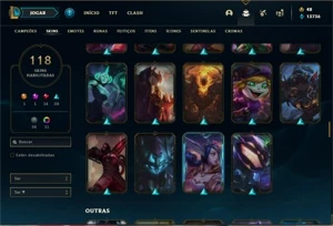 Conta Unranked com 135 Champs e 118 Skins + 17 Maestrias 7 - League of Legends LOL