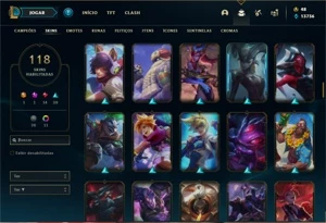 Conta Unranked com 135 Champs e 118 Skins + 17 Maestrias 7 - League of Legends LOL