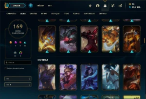 Conta Unranked com 155 Champs e 169 Skins ( MAIN ADC / JG ) - League of Legends LOL
