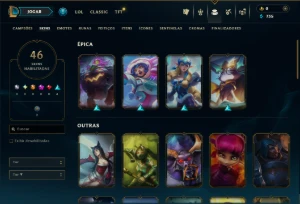 Prata 1 com 60 Champs e 46 Skins ( MAIN SUP ) - League of Legends LOL