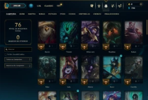 Prata 1 com 60 Champs e 46 Skins ( MAIN SUP ) - League of Legends LOL