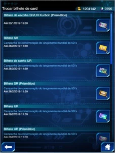Yugioh DuelLinks 10k gemas 3 bilhetes dos sonhos varias ur. - Outros