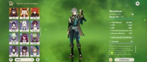 Conta genshin impact RANK 60 / 26 personagens T5 + 14 armas