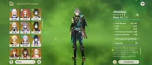 Conta genshin impact RANK 60 / 26 personagens T5 + 14 armas