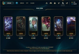Conta prata 4 com TODOS os champs e 275 Skins + 9 Vitoriosas - League of Legends LOL