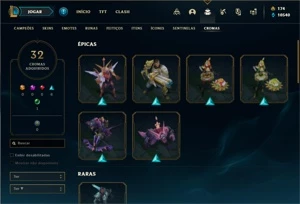 Conta prata 4 com TODOS os champs e 275 Skins + 9 Vitoriosas - League of Legends LOL