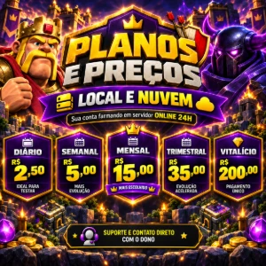 Clash Of Clans Bot: Auto Farm + Vila Full mensal de R$15,00