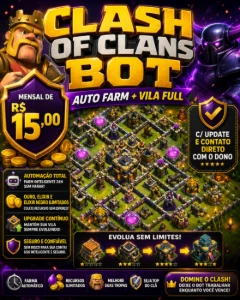 Clash Of Clans Bot: Auto Farm + Vila Full mensal de R$15,00
