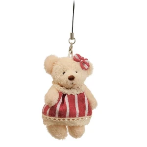 Ursinha de Vestido de Listras - Rosa (7 cm) - Artesanato e Personalizados