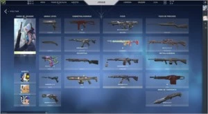 conta valorant com algumas skins e platina 1