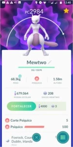 Level 33 com Mewtwo 100% e 3.500 coins - Pokemon GO