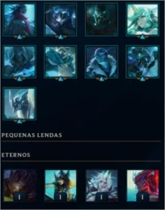 Conta Ouro 4  17 skins habilitadas E muitos espólios - League of Legends LOL