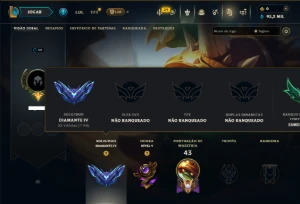 Diamante 4 com 40 Champs e 12 Skins - League of Legends LOL