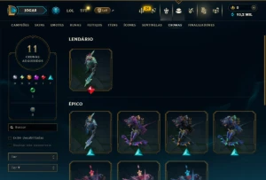 Diamante 4 com 40 Champs e 12 Skins - League of Legends LOL