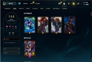 Conta bronze 4 com 155 Champs e 144 Skins + 6 Vitoriosas - League of Legends LOL