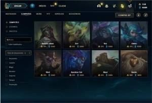 Conta bronze 4 com 155 Champs e 144 Skins + 6 Vitoriosas - League of Legends LOL