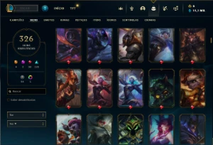 Prata 1 com TODOS os champs e 326 Skins + 3 Prestigios - League of Legends LOL