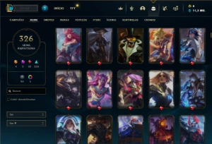 Prata 1 com TODOS os champs e 326 Skins + 3 Prestigios - League of Legends LOL