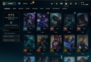 Prata 1 com TODOS os champs e 326 Skins + 3 Prestigios - League of Legends LOL