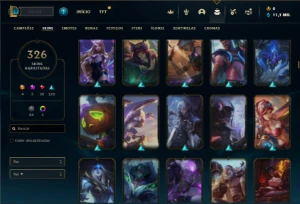 Prata 1 com TODOS os champs e 326 Skins + 3 Prestigios - League of Legends LOL