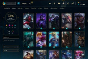 Prata 1 com TODOS os champs e 326 Skins + 3 Prestigios - League of Legends LOL