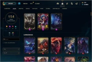 CONTA LOL D2 , LV 434, 154 SKINS, TODOS OS CHAMPS,320K DE EA - League of Legends