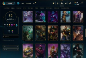 Diamante 2 com 60 Champs e 52 Skins - League of Legends LOL