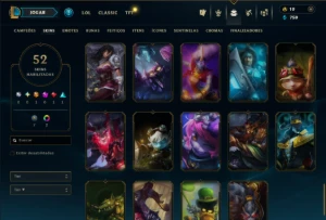 Diamante 2 com 60 Champs e 52 Skins - League of Legends LOL