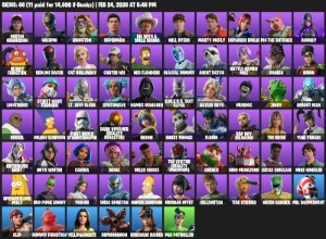 Renegade Raider + 66 Skins + 62 Emotes + 87 Pikaches - Fortnite