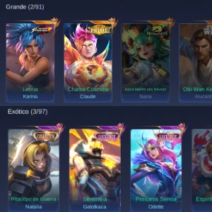 Conta Mobile Legends lv.119 com 333 skins, heróis e emblemas