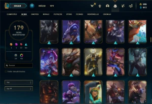 Conta Unranked com 150 Champs e 179 Skins - League of Legends LOL