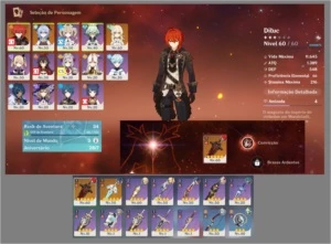 Diluc + Ganyu + Túmulo + Espada Celestial - AR 34 - Genshin Impact