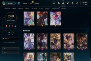 Conta lol 240 Skins (9 prest. + 3 ult.) perfeita c/ mt RP! - League of Legends