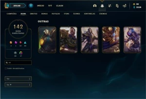 Conta prata 4 com 131 Champs e 142 Skins + 5 Vitoriosas - League of Legends LOL
