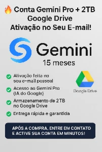 Conta Gemini Pro + 2TB Google Drive – Ativação no Seu E-mail - Outros