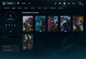 Conta Platina 1 com 66 PDL, 33 Champs e 6 Skins - League of Legends LOL