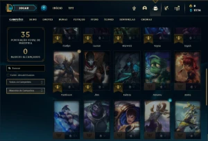 Conta Platina 1 com 66 PDL, 33 Champs e 6 Skins - League of Legends LOL