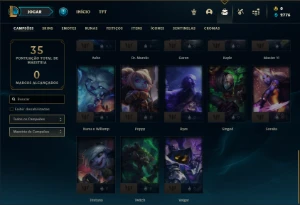 Conta Platina 1 com 66 PDL, 33 Champs e 6 Skins - League of Legends LOL
