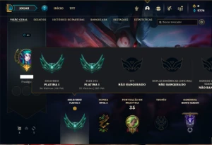 Conta Platina 1 com 66 PDL, 33 Champs e 6 Skins - League of Legends LOL