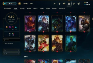 Bronze 1 com 150 Champs e 242 Skins + 2 Skins Raras + Icones - League of Legends LOL