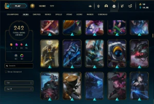 Bronze 1 com 150 Champs e 242 Skins + 2 Skins Raras + Icones - League of Legends LOL