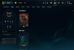 Bronze 1 com 150 Champs e 242 Skins + 2 Skins Raras + Icones - League of Legends LOL