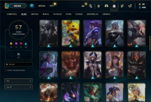 Conta bronze 2 com 130 Champs e 57 Skins + 1 Prestigio Sett - League of Legends LOL