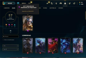 Conta bronze 2 com 130 Champs e 57 Skins + 1 Prestigio Sett - League of Legends LOL