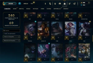 Esmeralda 4 com 85 Champs e 51 Skins + 2 Fragmentos - League of Legends LOL