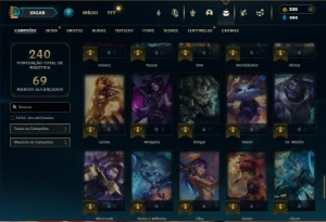 Esmeralda 4 com 85 Champs e 51 Skins + 2 Fragmentos - League of Legends LOL