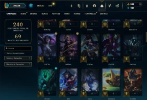 Esmeralda 4 com 85 Champs e 51 Skins + 2 Fragmentos - League of Legends LOL