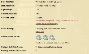 2 Conta Adventure Quest World (AQW)