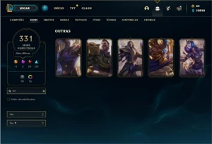 Conta ouro 2 com TODOS os champs e 331 Skins + 5 Vitoriosas - League of Legends LOL